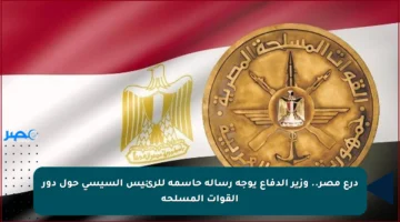 درع مصر.. وزير الدفاع يوجه رسالة حاسمة للرئيس السيسي حول دور القوات المسلحة